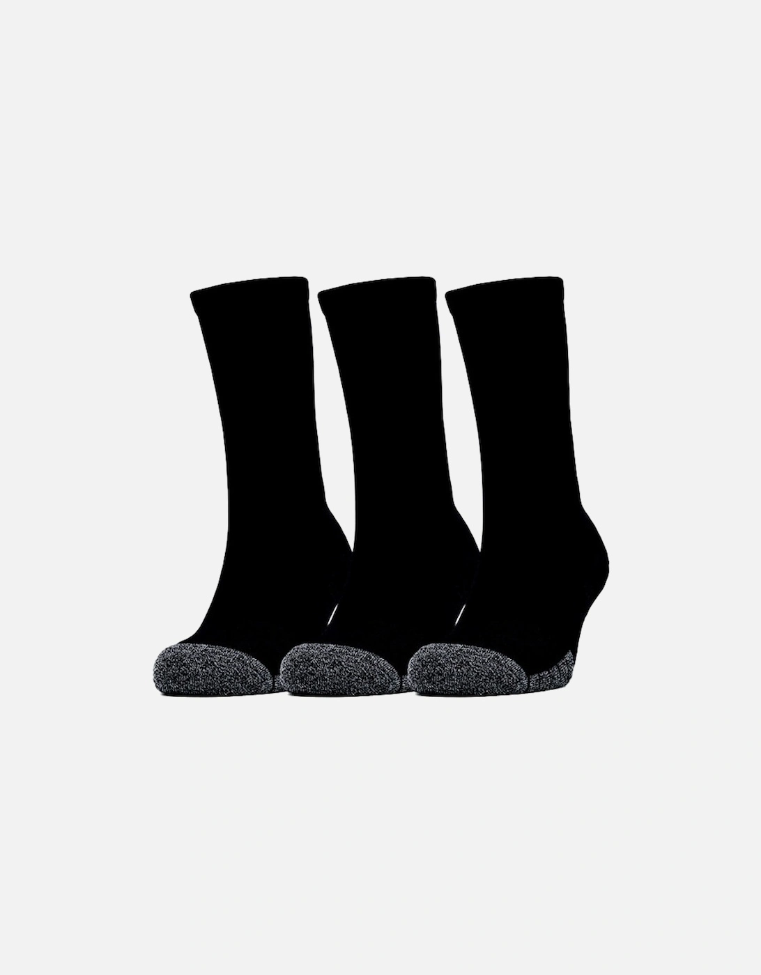 Mens Heat Gear 3 Pack Crew Socks (Black), 6 of 5