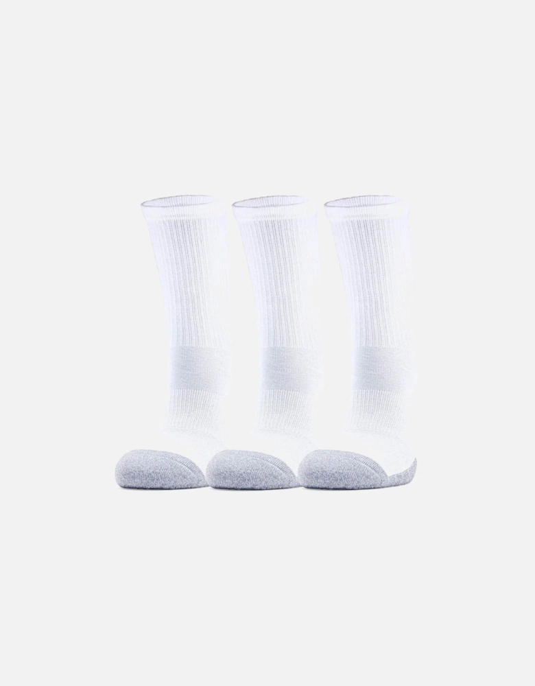 Mens Heat Gear 3 Pack Crew Socks (White)