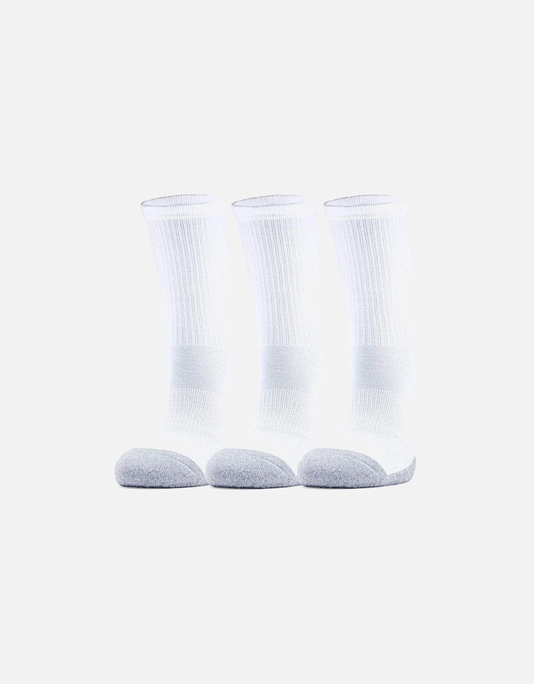 Mens Heat Gear 3 Pack Crew Socks (White), 6 of 5