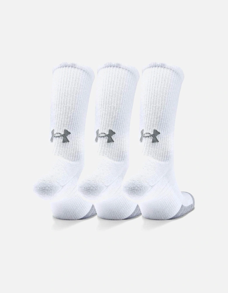 Mens Heat Gear 3 Pack Crew Socks (White)