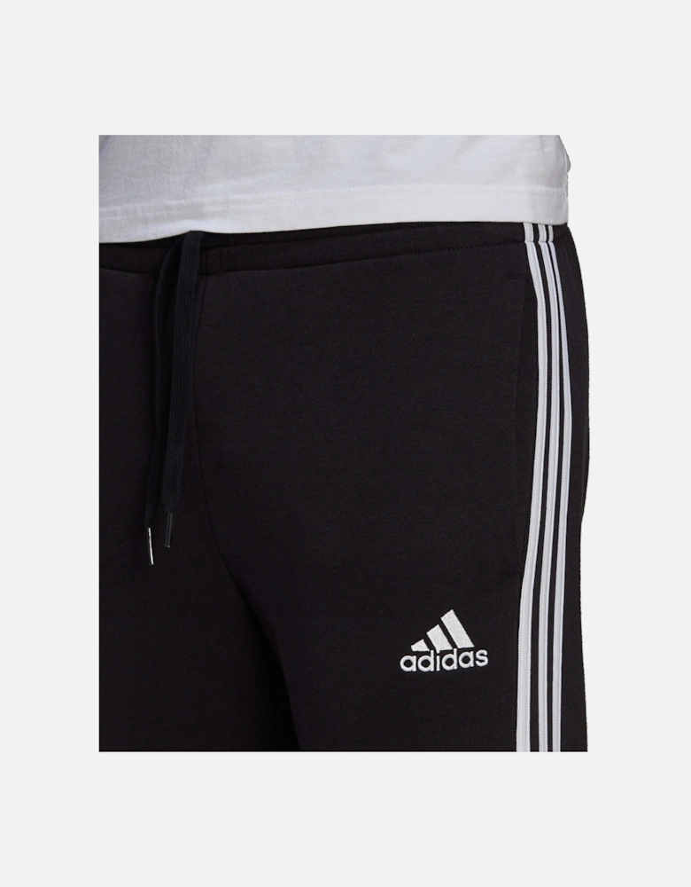 Mens 3 Stripe Fleece Cuffed Joggers (Black)