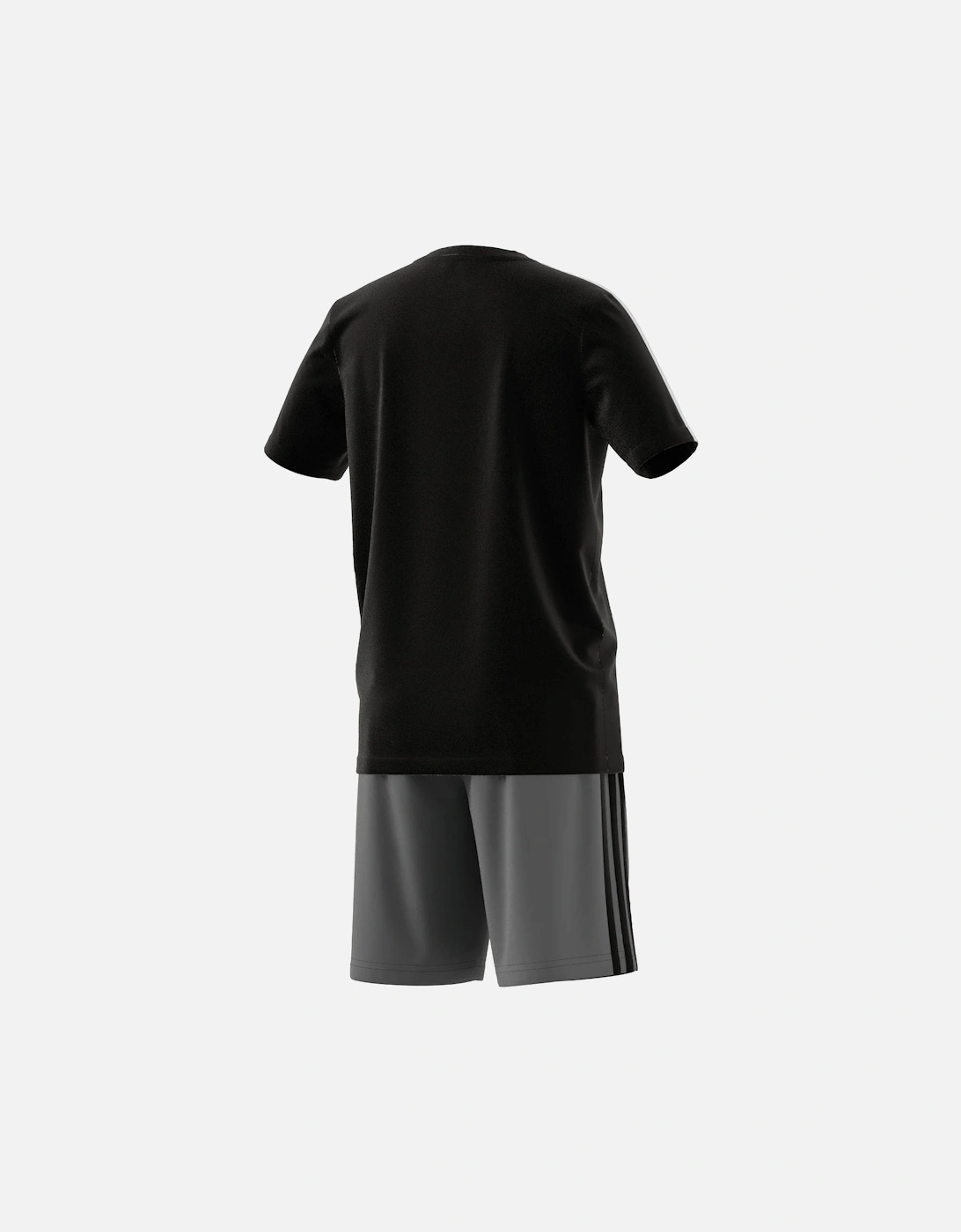 Juniors 3-Stripe T-Shirt & Shorts Set (Black/White)