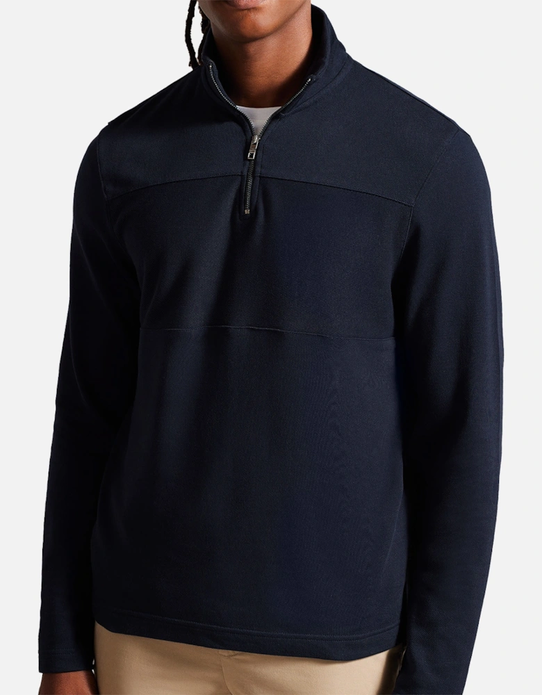 Mens Gazine Textured Half Zip Sweatshirt (Navy)
