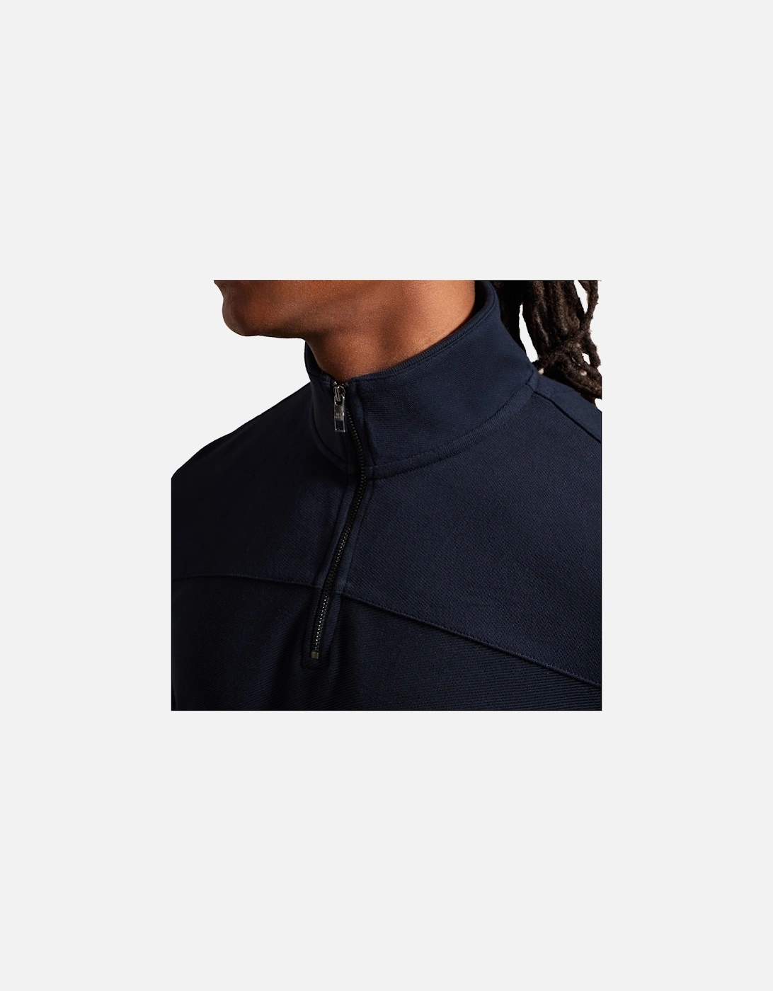 Mens Gazine Textured Half Zip Sweatshirt (Navy)