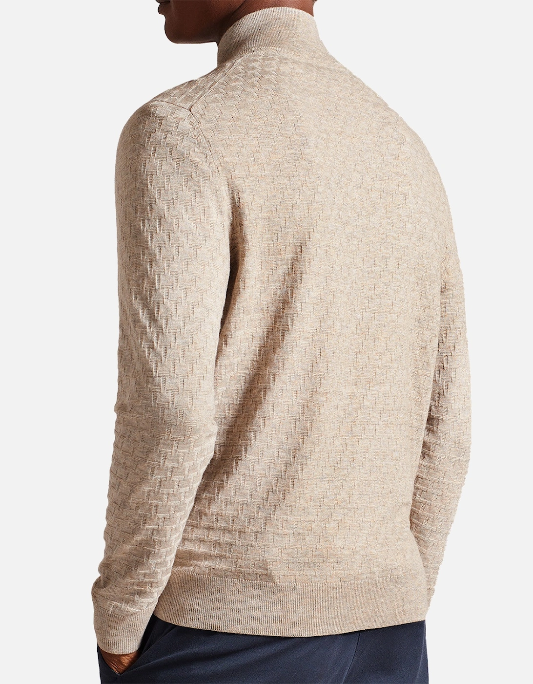 Mens Kurnle Stitch Knit Half Zip Sweatshirt (Brown)