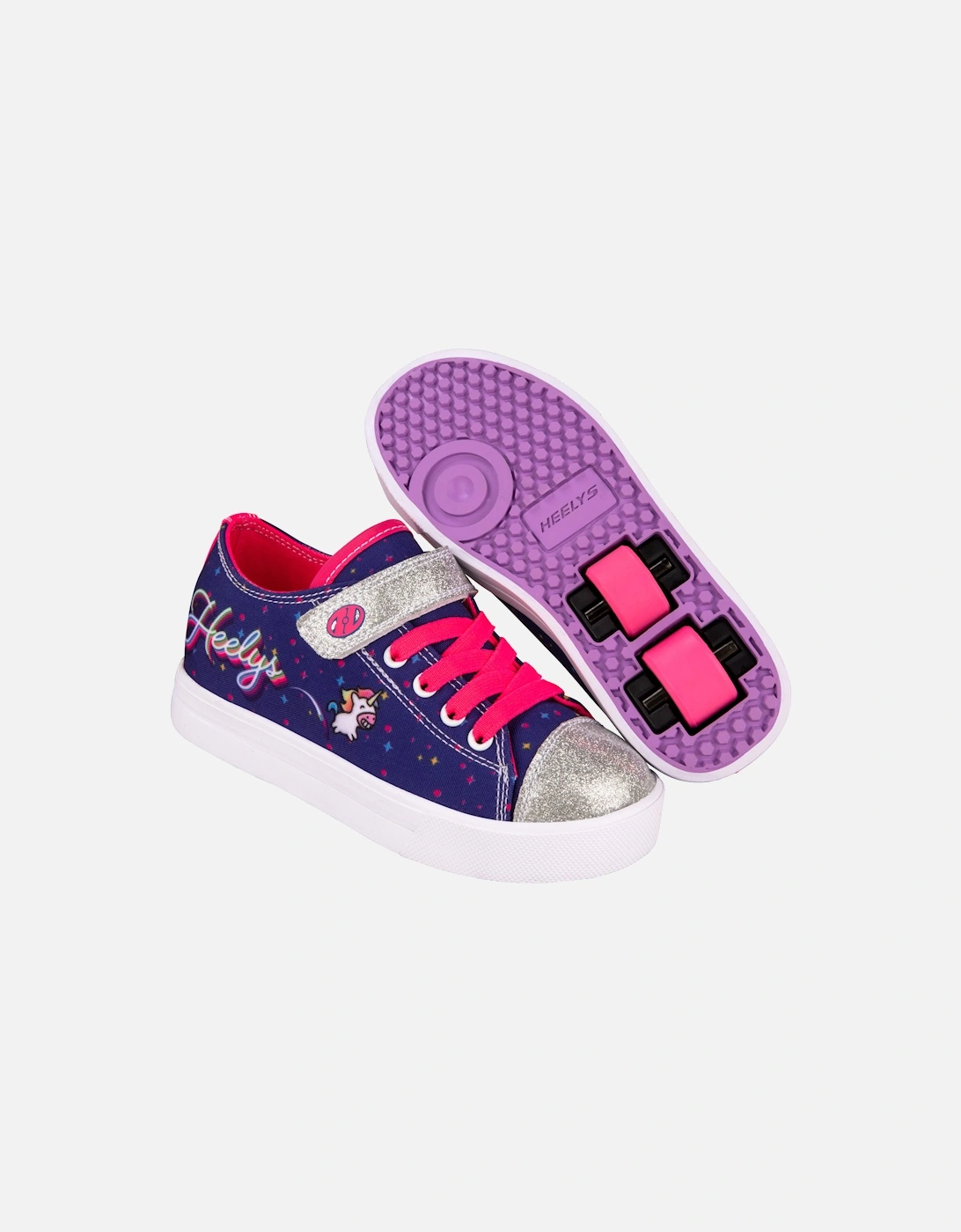 Juniors X2 Snazzy Pink Unicorn Trainers (Purple), 4 of 3