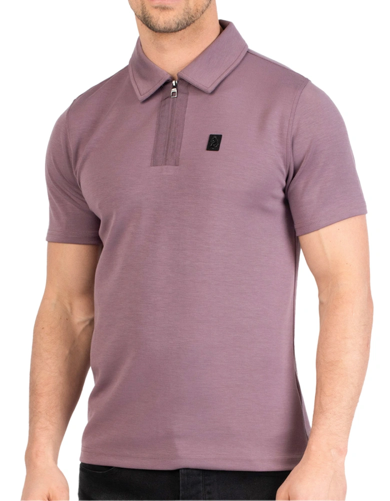 Luke Mens Hardy Zip Polo Shirt (Lilac)