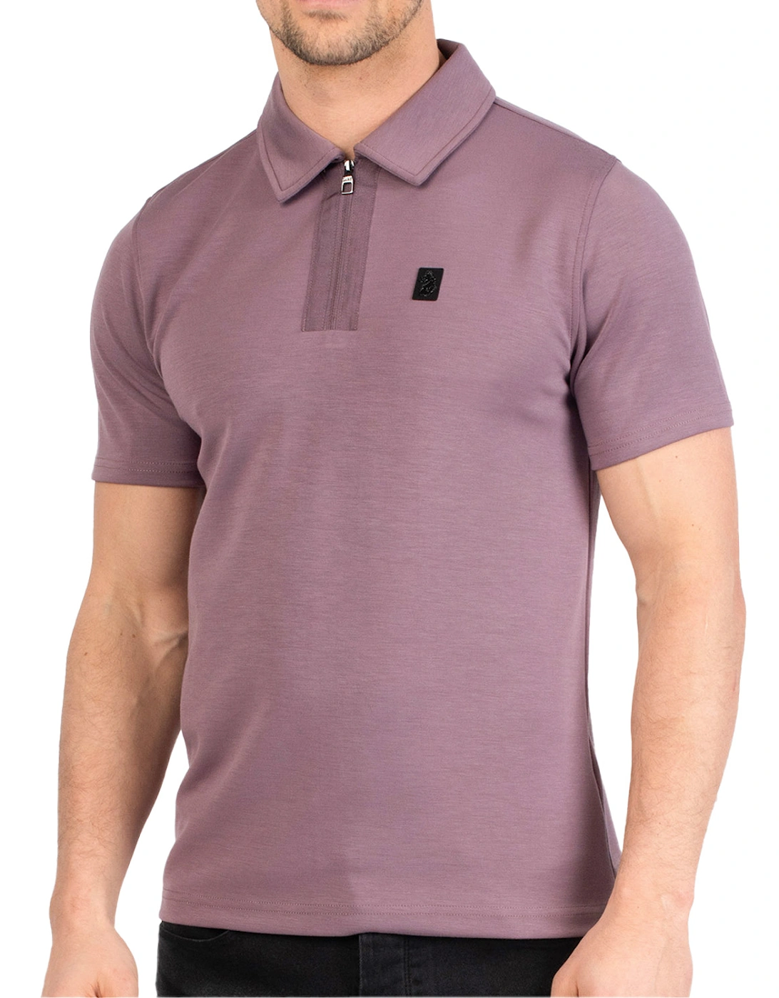 Luke Mens Hardy Zip Polo Shirt (Lilac), 4 of 3