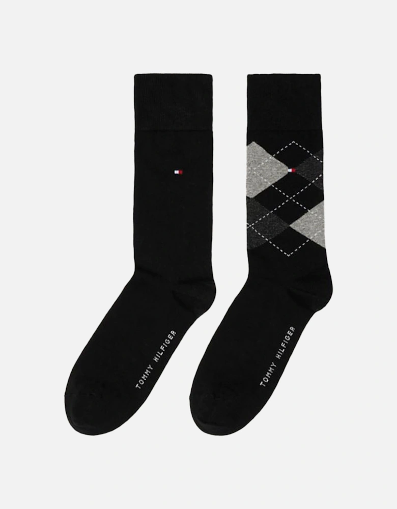 Mens Classic Argyle Socks (Black)