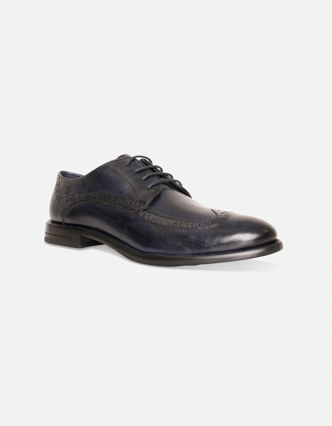 Mens Hand Finished Semi Brogue Shoes (Dark Blue), 4 of 3