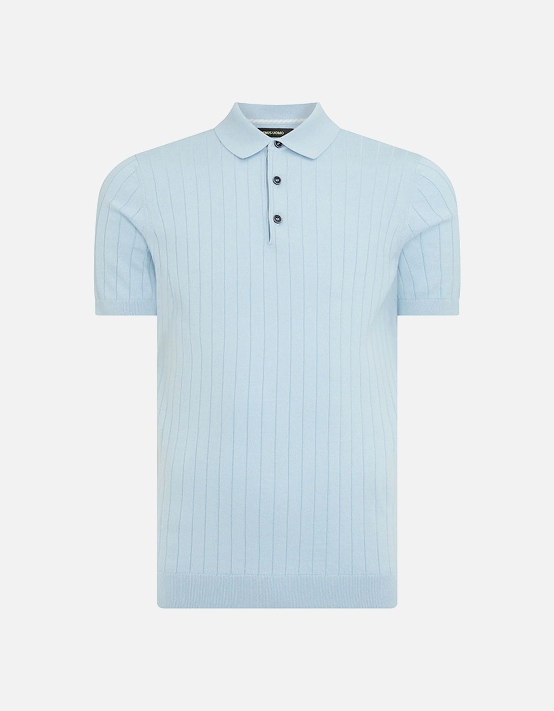 Mens Knitted S/S Ribbed Polo Shirt (Sky Blue), 6 of 5