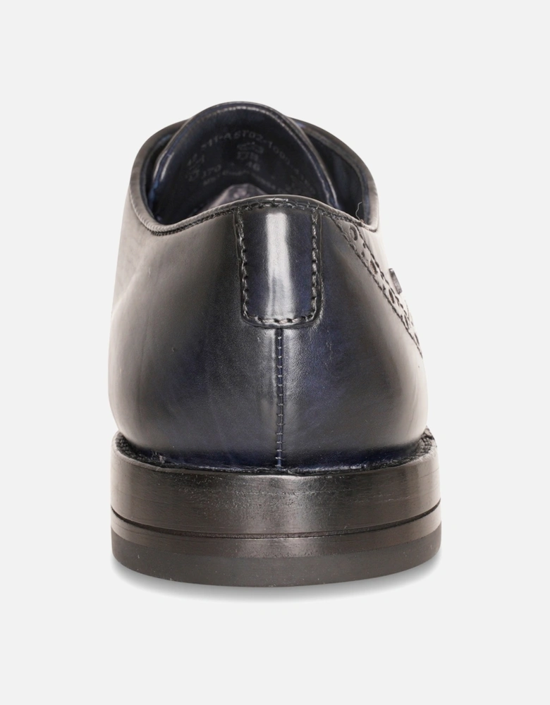 Mens Hand Finished Semi Brogue Shoes (Dark Blue)