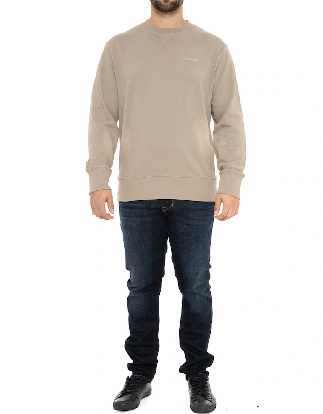 Mens Code Essential Overdyed Crew Sweatshirt (Stone Beige)