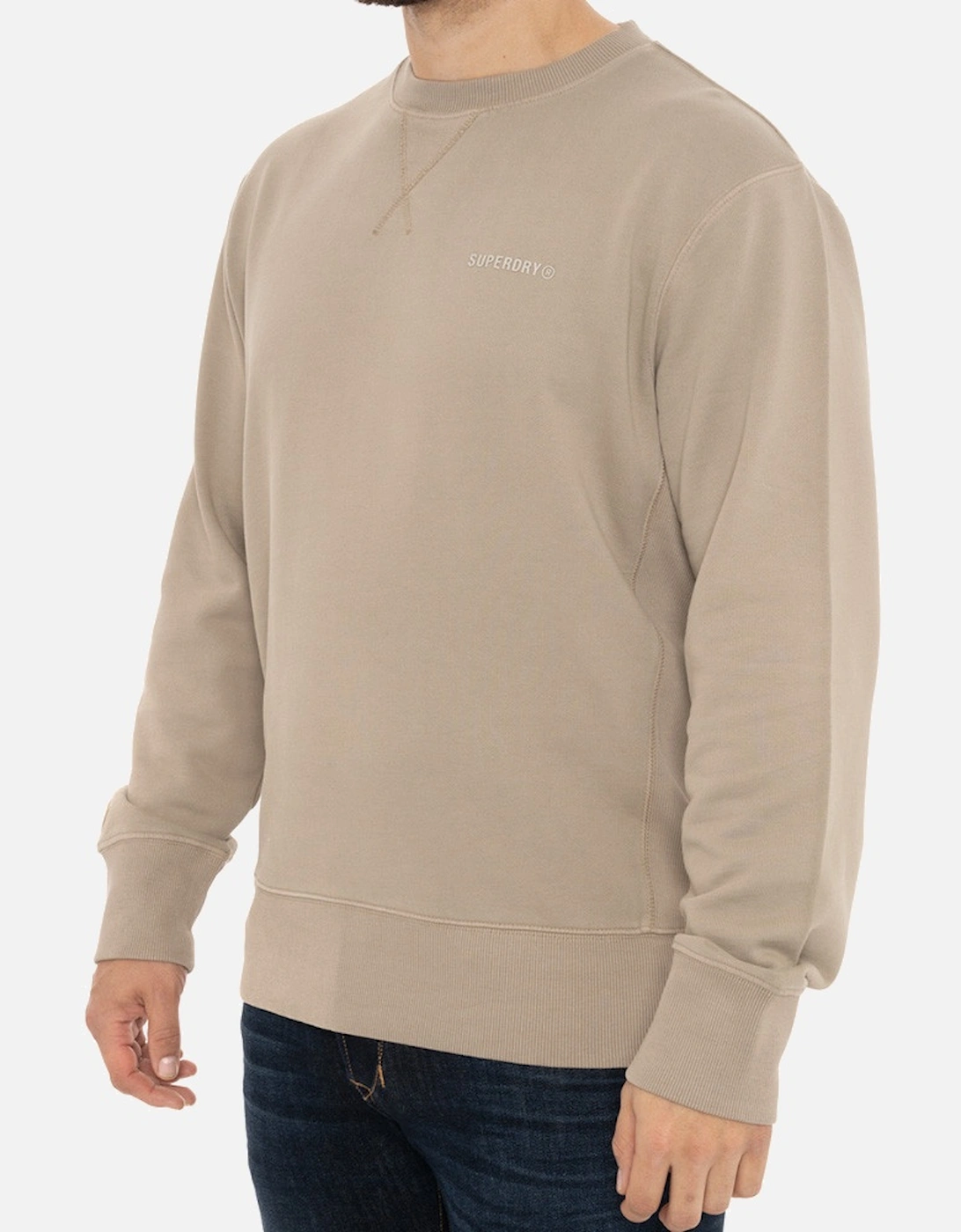 Mens Code Essential Overdyed Crew Sweatshirt (Stone Beige)