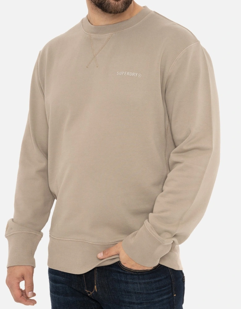 Mens Code Essential Overdyed Crew Sweatshirt (Stone Beige)