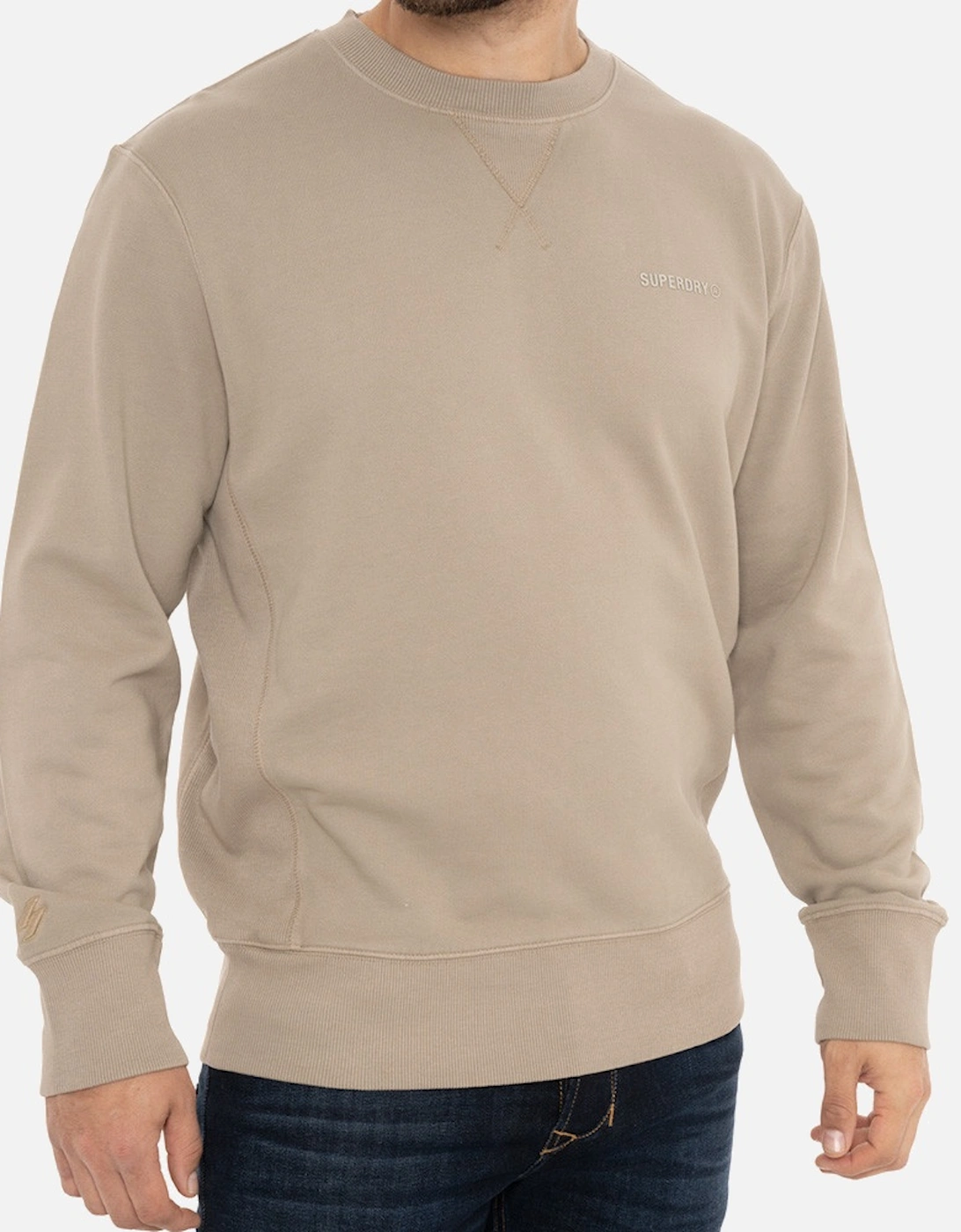 Mens Code Essential Overdyed Crew Sweatshirt (Stone Beige)