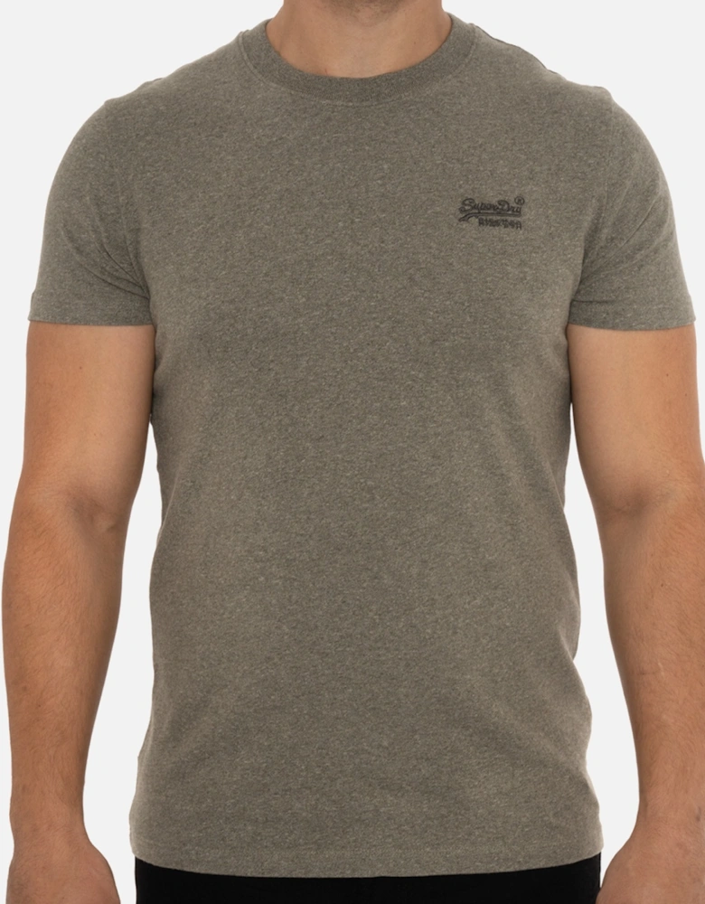 Mens Vintage Embroidered Logo T-Shirt (Olive)