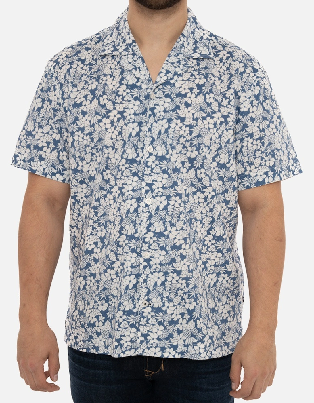 Joop Mens Hanes S/S Flower Print Shirt (Blue), 7 of 6