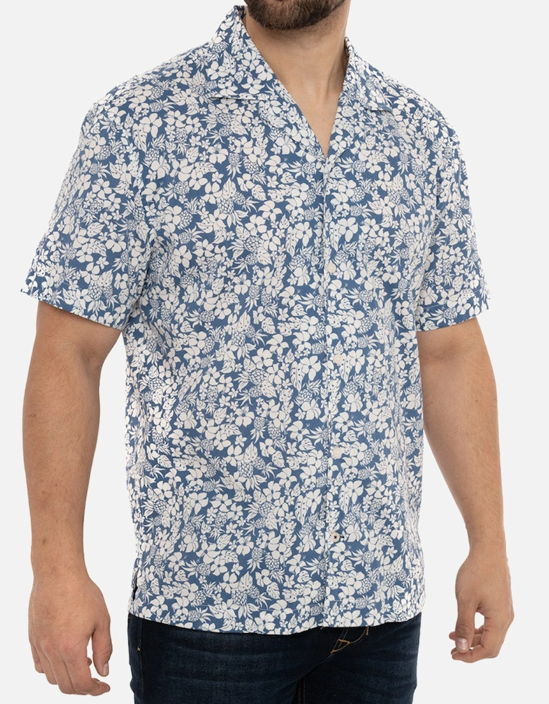 Joop Mens Hanes S/S Flower Print Shirt (Blue)