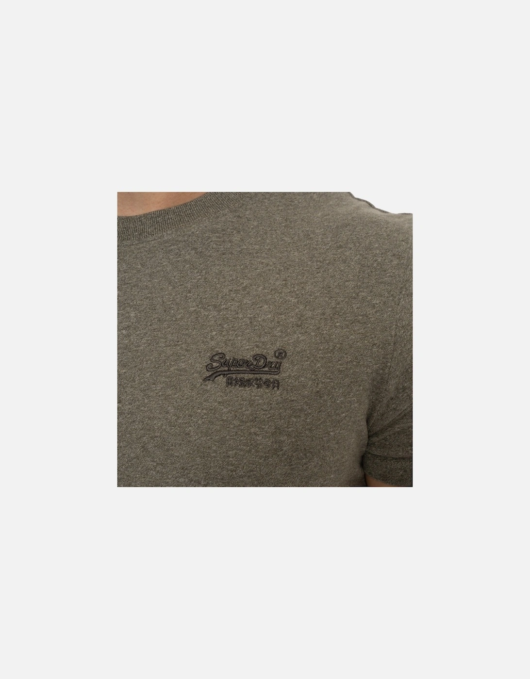 Mens Vintage Embroidered Logo T-Shirt (Olive)