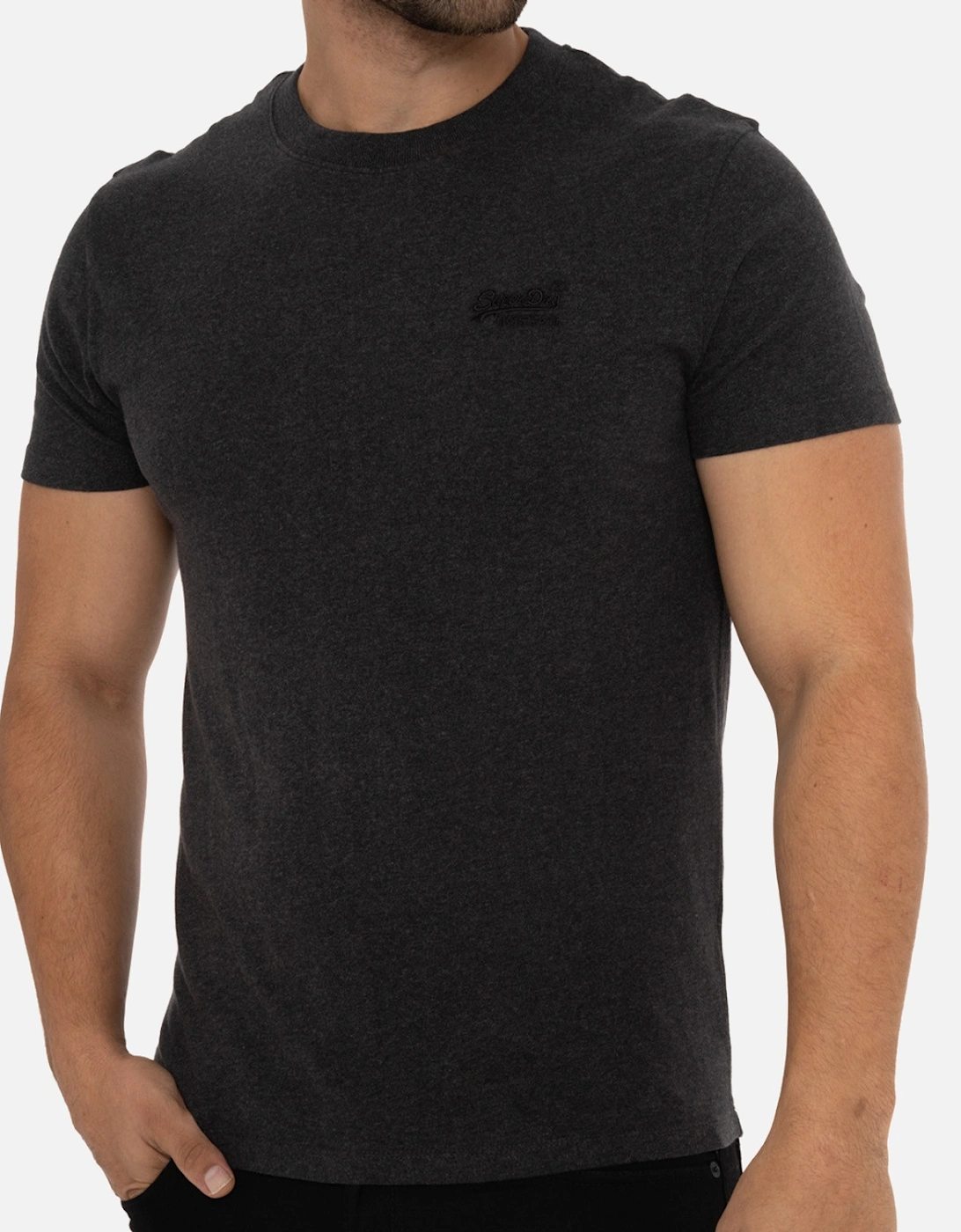 Mens Vintage Embroidered Logo T-Shirt (Black)