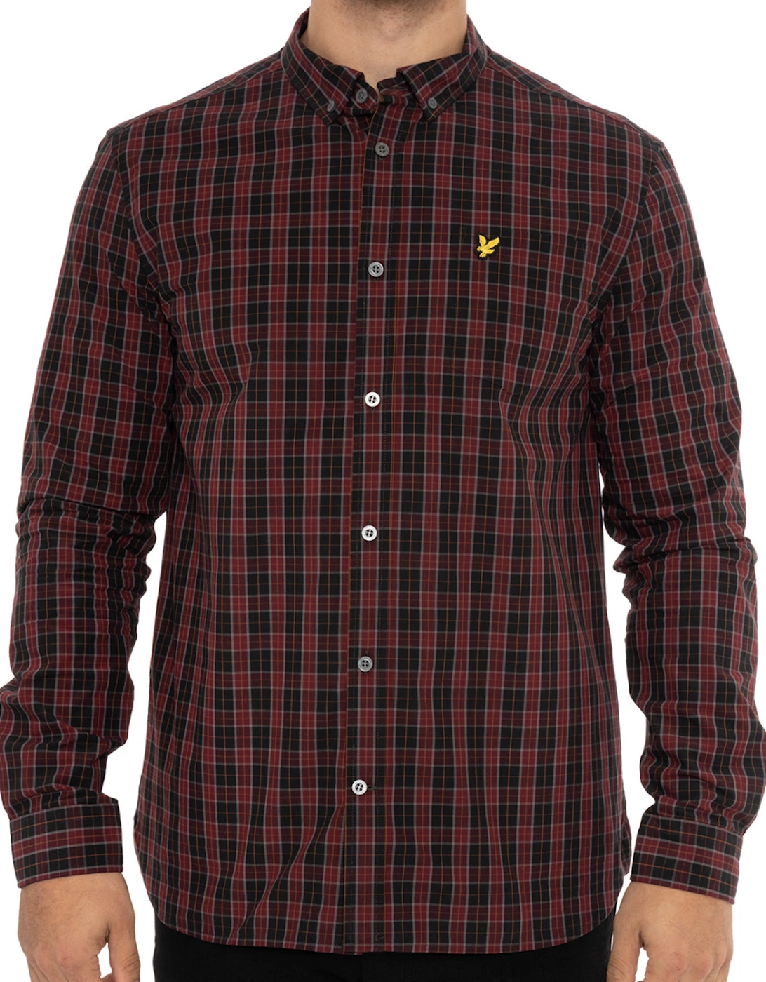 Lyle & Scott Mens Check Poplin Shirt (Black/Claret), 8 of 7