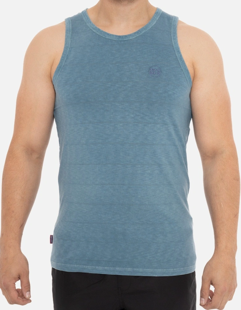 Mens Vintage Texture Tank Top (Blue)