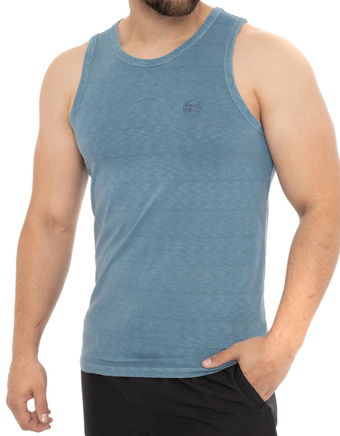 Mens Vintage Texture Tank Top (Blue)