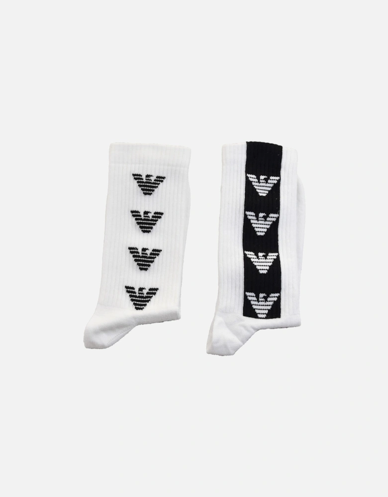 Mens Stripe Logo Socks (White)