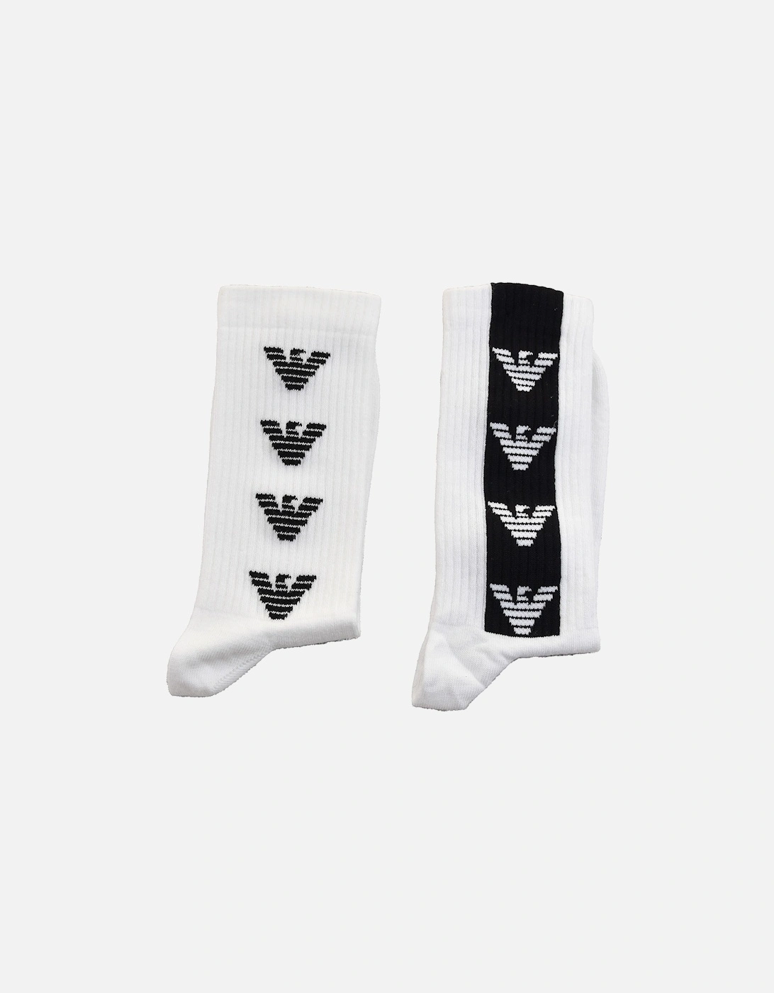 Mens Stripe Logo Socks (White), 6 of 5