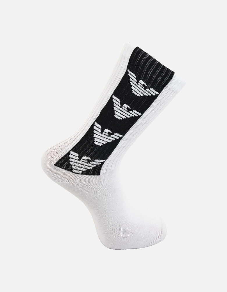 Mens Stripe Logo Socks (White)