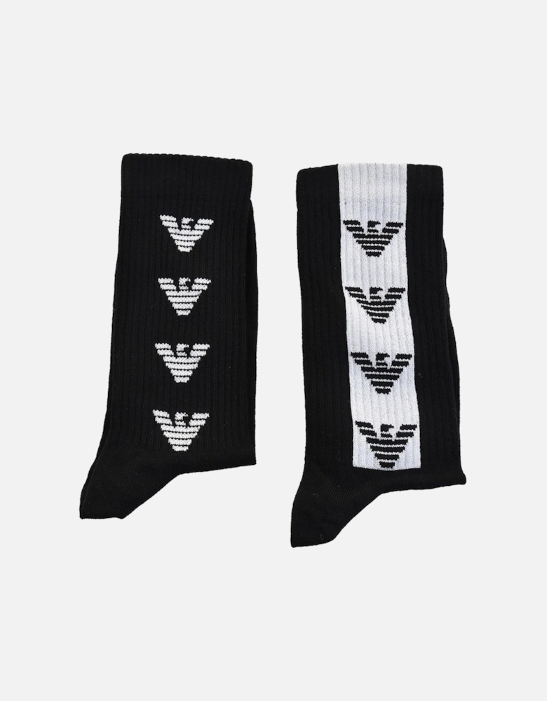 Mens Stripe Logo Socks (Black)