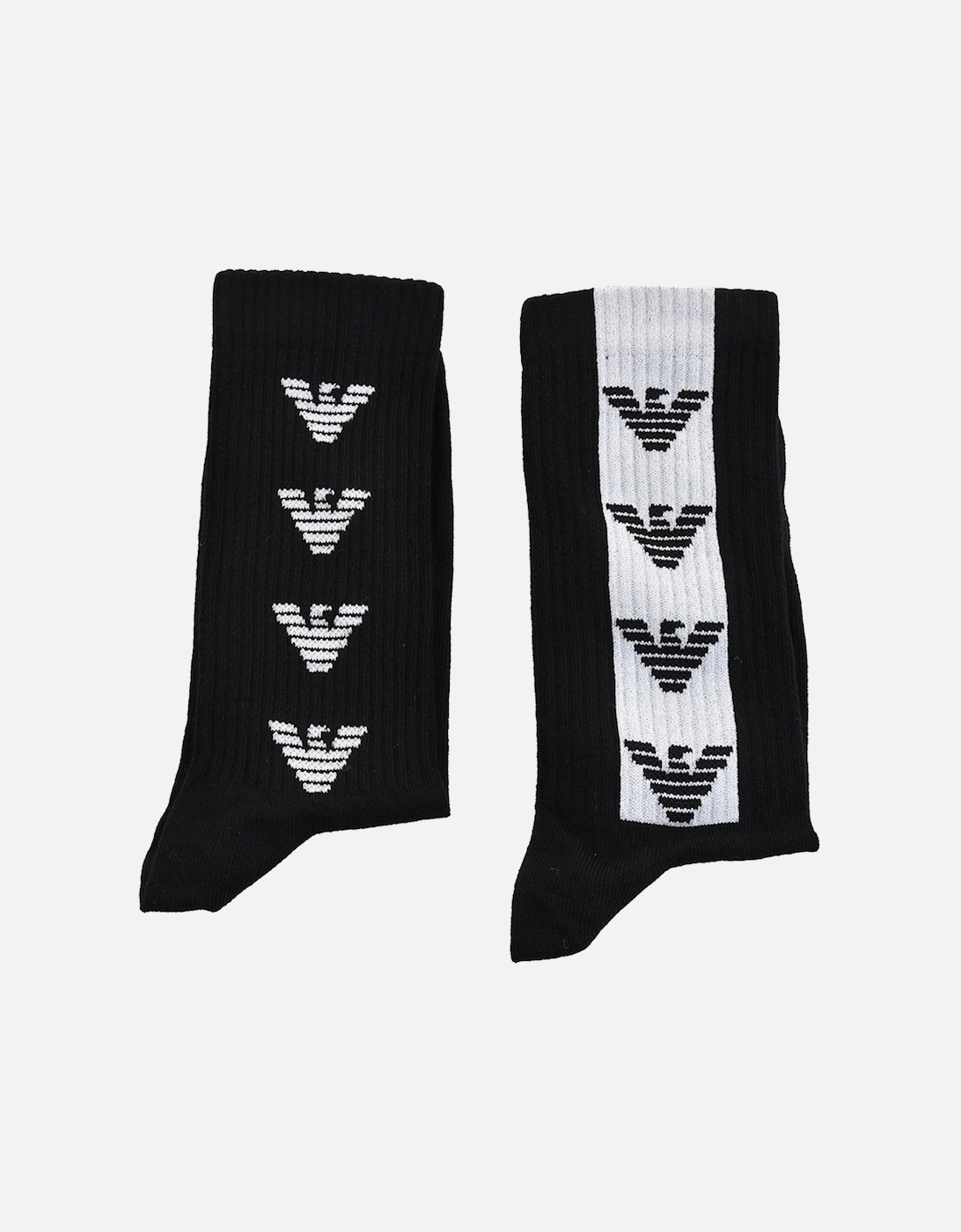 Mens Stripe Logo Socks (Black), 6 of 5