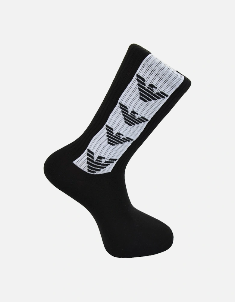 Mens Stripe Logo Socks (Black)