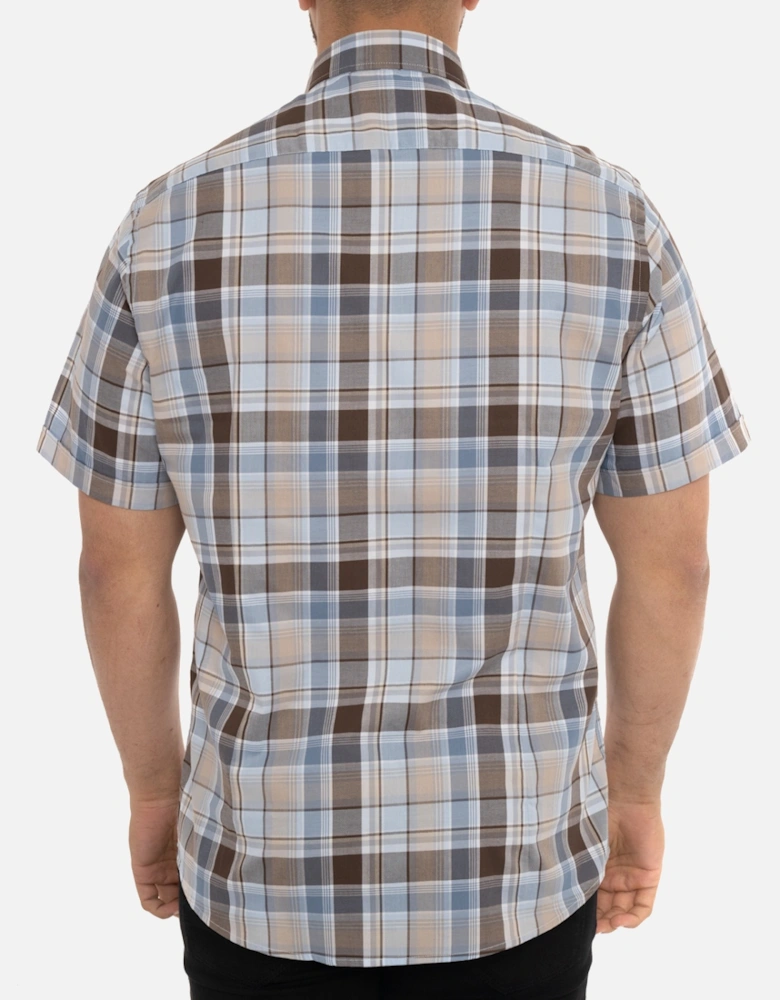 Mens Big Check S/S Shirt (Brown)