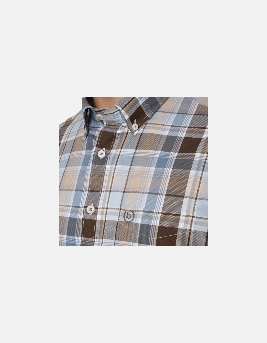 Mens Big Check S/S Shirt (Brown)