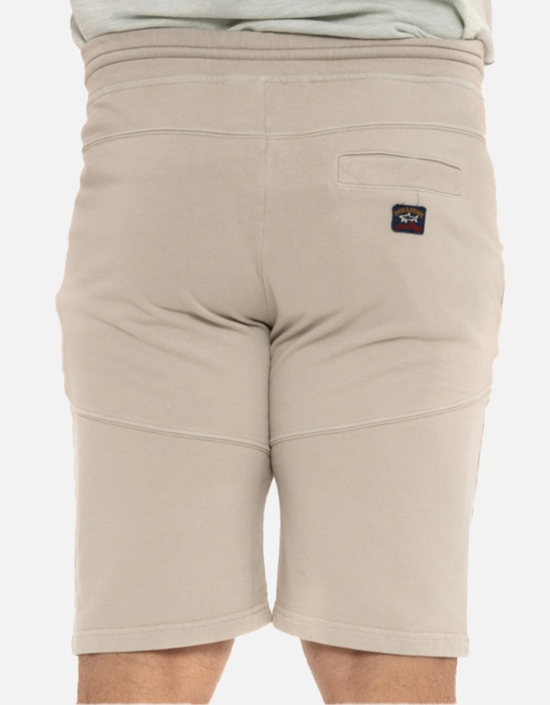 Mens Embroidered Badge Jersey Shorts (Beige)