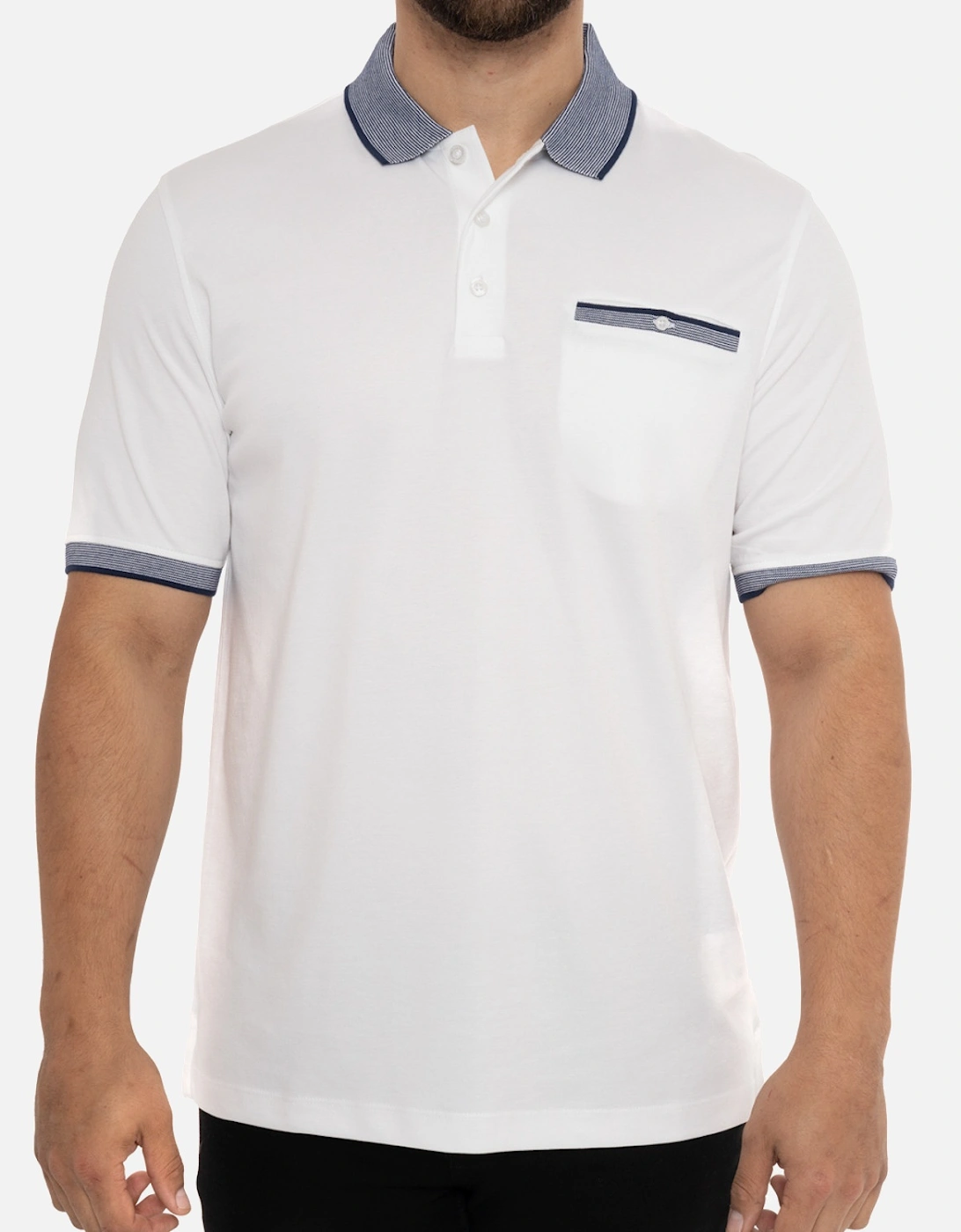 Mens Textured Polo Shirt (White), 7 of 6