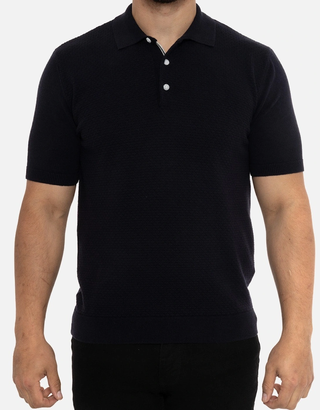 Mens S/S Knit Polo Shirt (Navy), 8 of 7