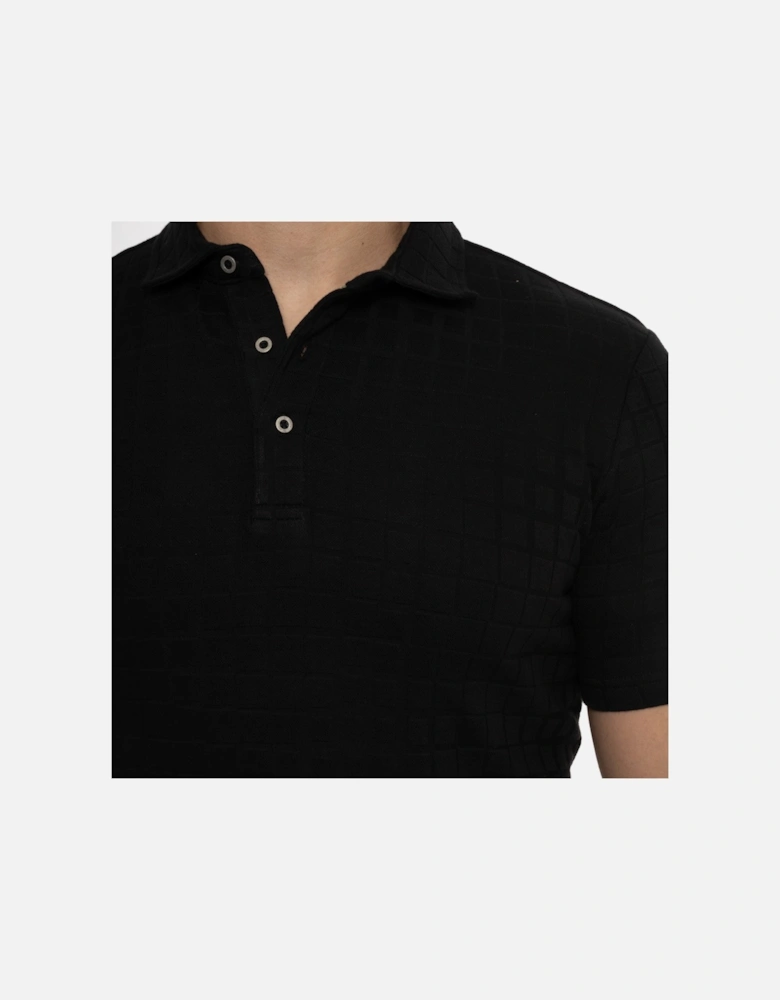 Mens S/S Check Polo Shirt (Black)
