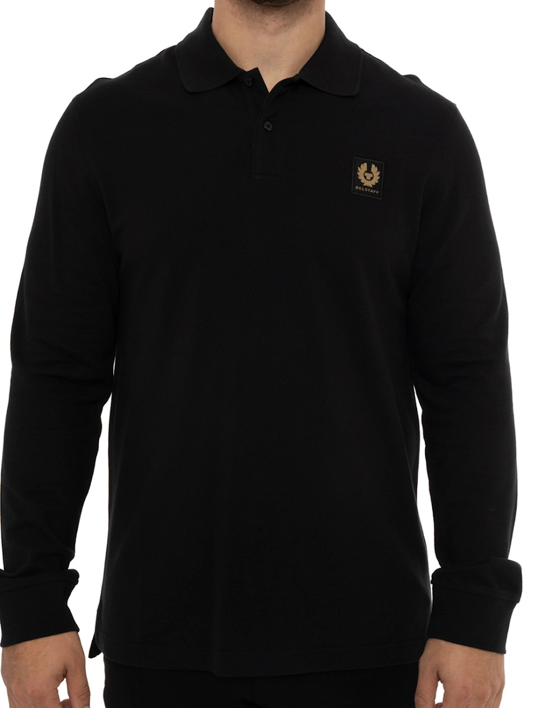 Mens Long Sleeve Polo Shirt (Black), 8 of 7