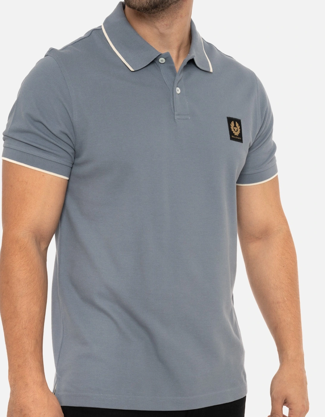 Mens Tipped Collar Polo Shirt (Blue)