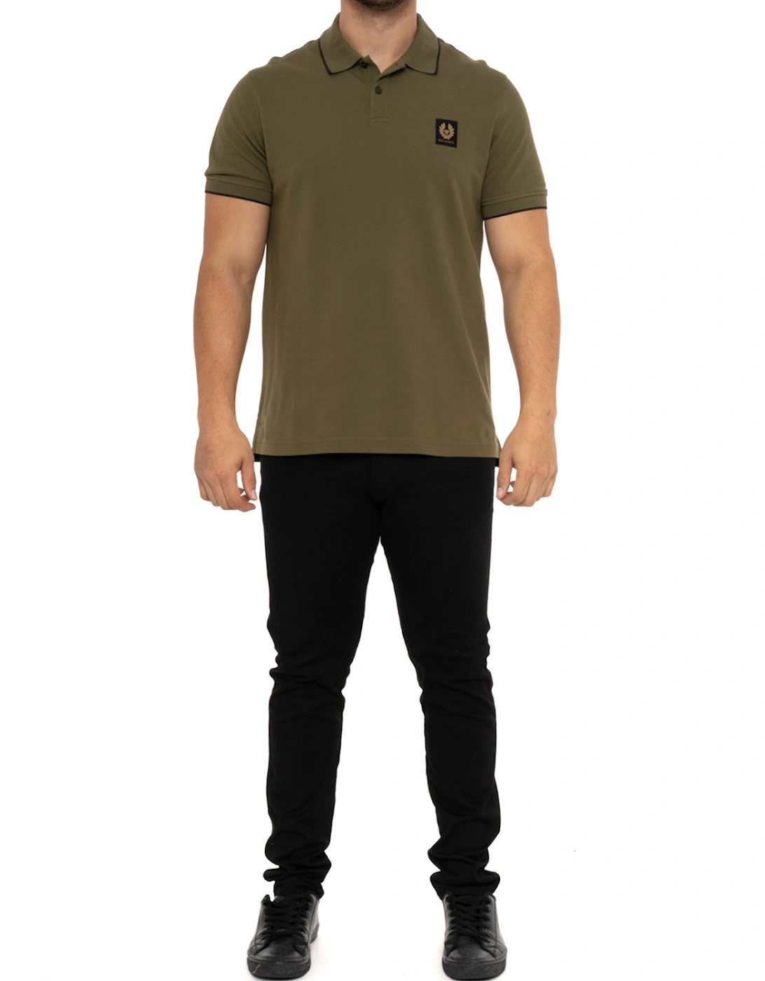 Mens Tipped Collar Polo Shirt (Olive)