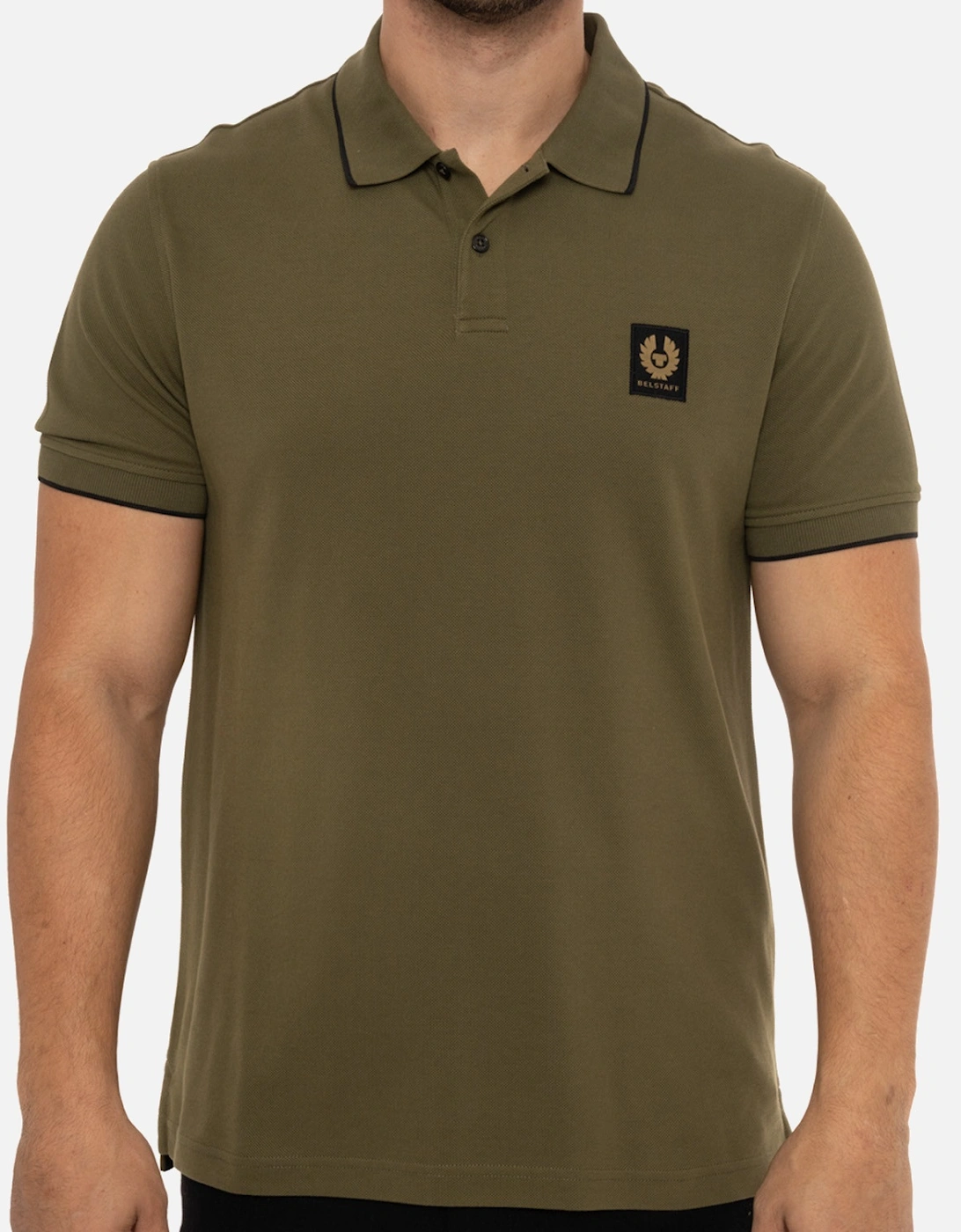 Mens Tipped Collar Polo Shirt (Olive), 8 of 7