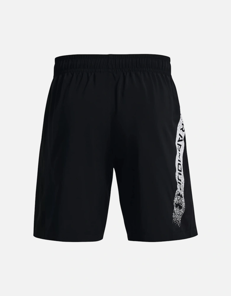 Mens Woven Graphic Shorts (Black/White)