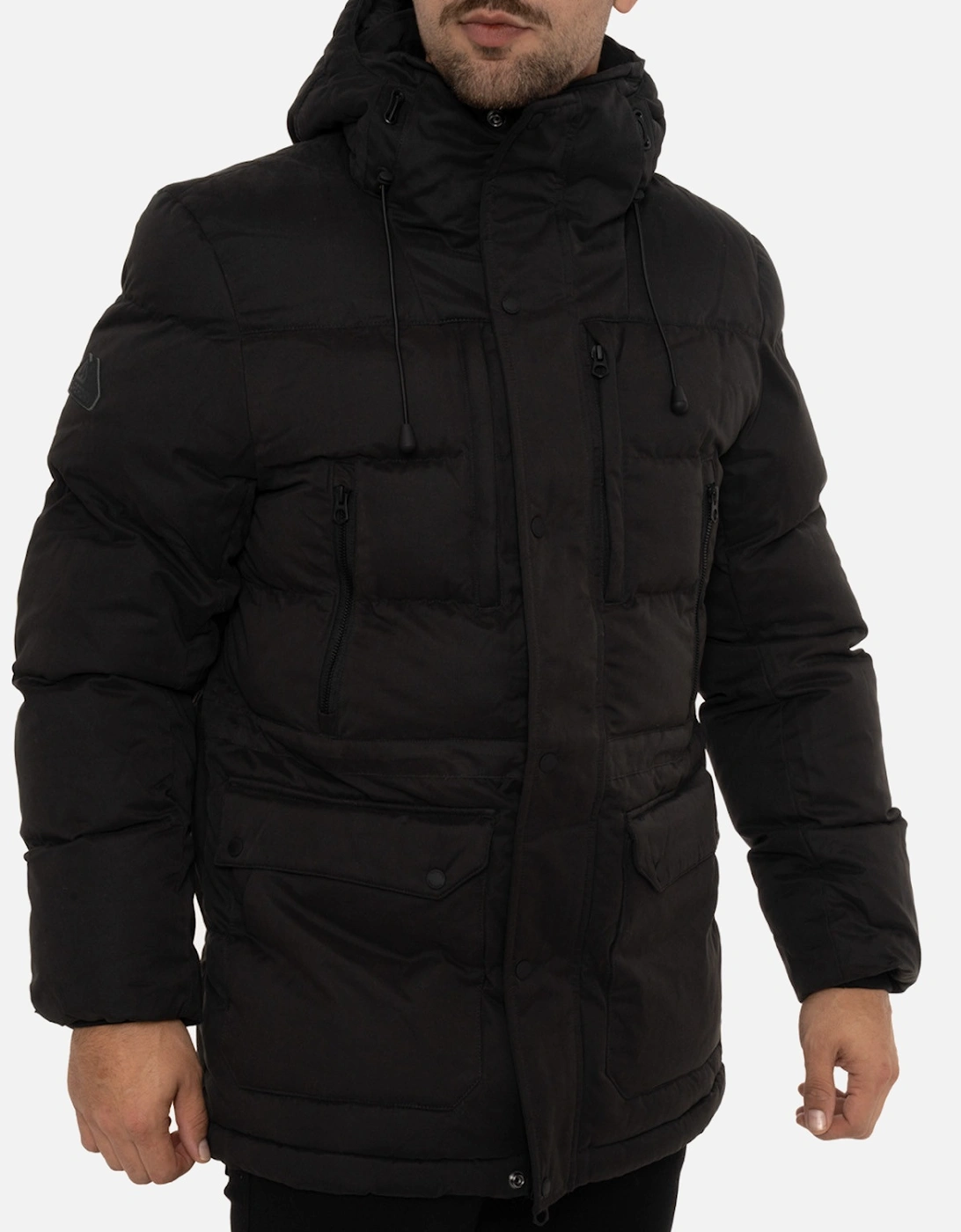 Mens Micorfibre Hooded Parka (Black)