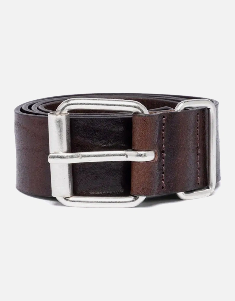 Mens Silver Buckle Jean Belt (Brown)