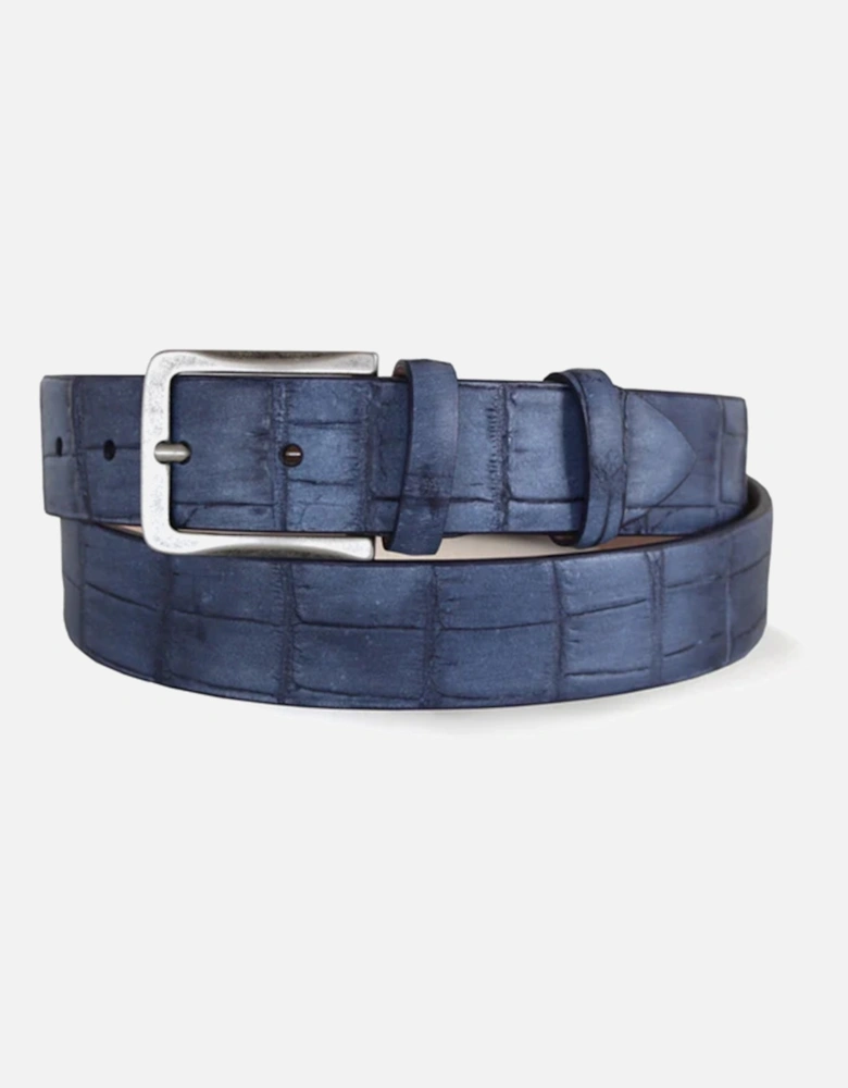Mens Croc Embossed Belt (Blue)