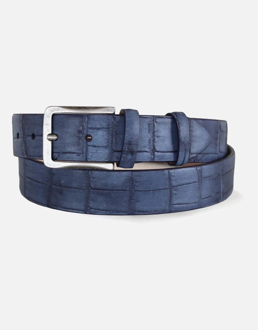 Mens Croc Embossed Belt (Blue), 2 of 1