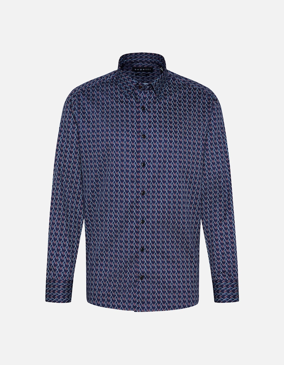 Mens L/S Pattern Shirt (Navy), 6 of 5